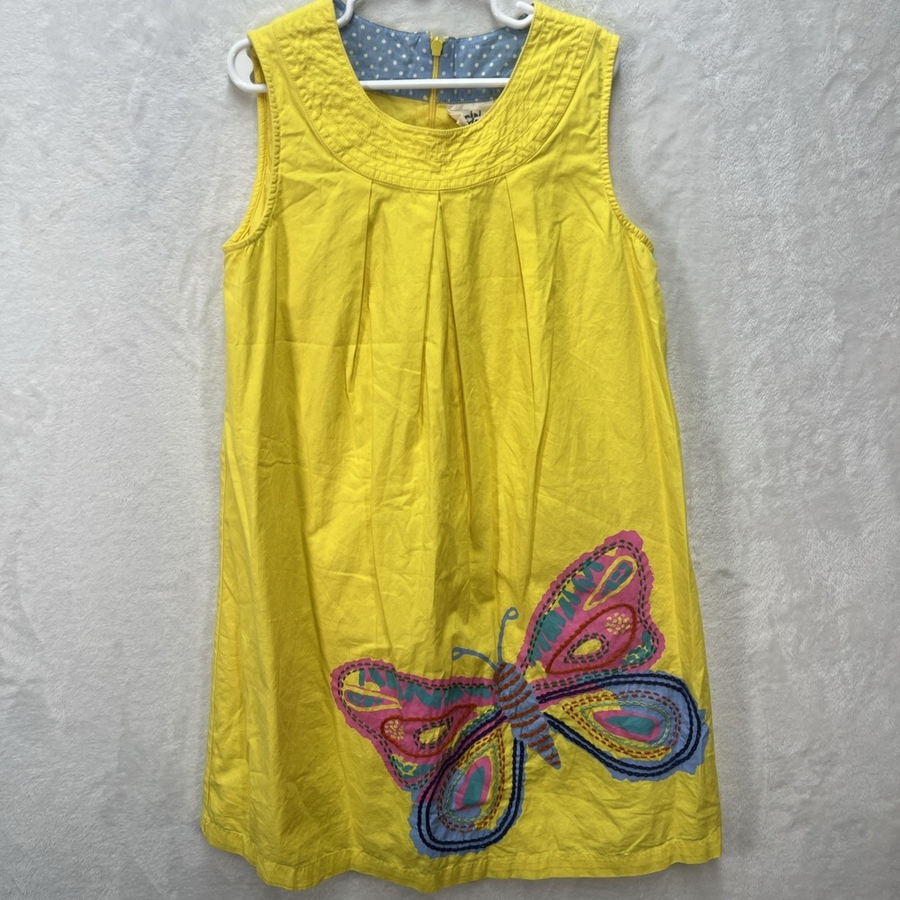 Mini Boden Sleeveless Embroidered Dress Girl 9-10Y Butterfly Cotton Summer